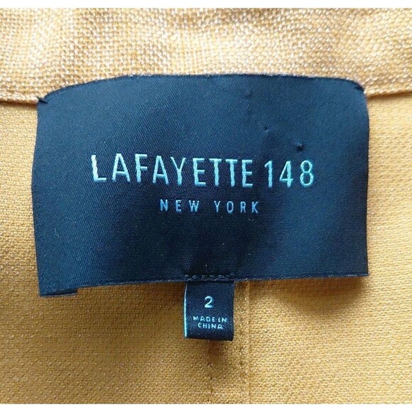 Lafayette 148 NY Size 4 Gold 2 Button Down Cotton/Linen Pockets Jacket Blazer - Picture 10 of 10